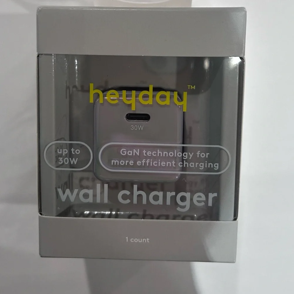 Heyday Wall Charger with GaN Technology Single Port USB-C 30W Wall Soft Purple